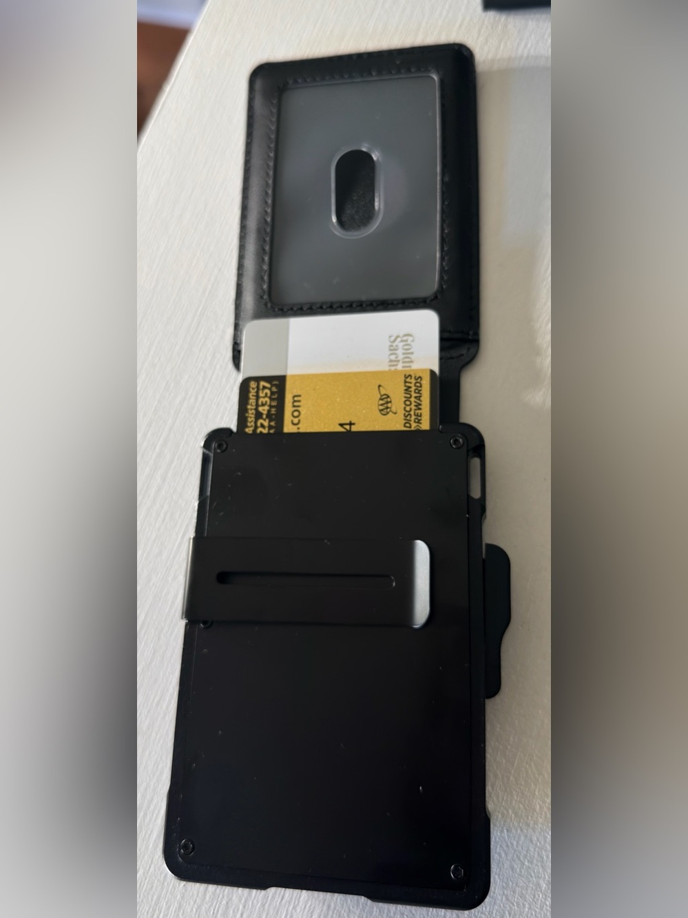 RFID-blocking,Slim Black Cardholder Wallet with Money Clip & AirTag holder